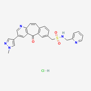1-(3-(1-Methyl-1H-pyrazol-4-yl)-5-oxo-5H-benzo[4,5]cyclohepta[1,2-b]pyridin-7-yl)-N-(pyridin-2-ylmethyl)methanesulfonamide hydrochloride chemical structure (CAS 1283000-43-0)