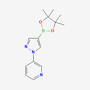 3-(4-(4,4,5,5-Tetramethyl-1,3,2-dioxaborolan-2-yl)-1H-pyrazol-1-yl)pyridine chemical structure (CAS 1286202-05-8)