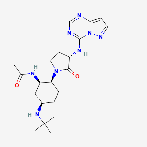 N-((1R,2S,5R)-2-((S)-3-((7-(tert-Butyl)pyrazolo[1,5-a][1,3,5]triazin-4-yl)amino)-2-oxopyrrolidin-1-yl)-5-(tert-butylamino)cyclohexyl)acetamide chemical structure (CAS 1286279-29-5)