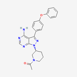 (R)-1-(3-(4-Amino-3-(4-phenoxyphenyl)-1H-pyrazolo[3,4-d]pyrimidin-1-yl)piperidin-1-yl)ethan-1-one chemical structure (CAS 1288338-95-3)