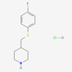 4-(((4-Fluorophenyl)thio)methyl)piperidine hydrochloride chemical structure (CAS 1289384-72-0)