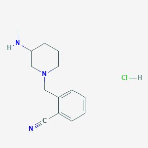 2-((3-(Methylamino)piperidin-1-yl)methyl)benzonitrile hydrochloride chemical structure (CAS 1289385-58-5)