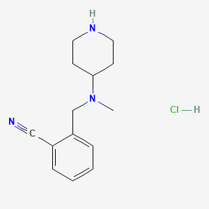 2-((Methyl(piperidin-4-yl)amino)methyl)benzonitrile hydrochloride chemical structure (CAS 1289386-29-3)