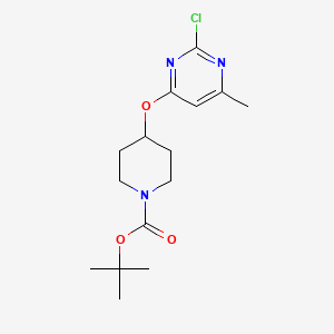 tert-Butyl 4-((2-chloro-6-methylpyrimidin-4-yl)oxy)piperidine-1-carboxylate chemical structure (CAS 1289386-94-2)
