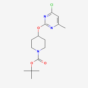 tert-Butyl 4-((4-chloro-6-methylpyrimidin-2-yl)oxy)piperidine-1-carboxylate chemical structure (CAS 1289387-03-6)