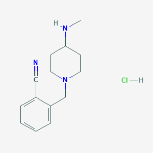 2-((4-(Methylamino)piperidin-1-yl)methyl)benzonitrile hydrochloride chemical structure (CAS 1289387-45-6)