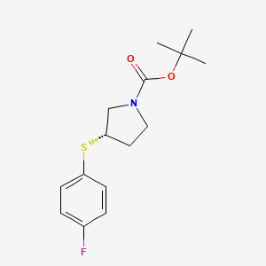(S)-tert-Butyl 3-((4-fluorophenyl)thio)pyrrolidine-1-carboxylate chemical structure (CAS 1289584-88-8)
