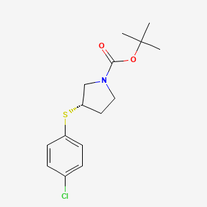 (S)-tert-Butyl 3-((4-chlorophenyl)thio)pyrrolidine-1-carboxylate chemical structure (CAS 1289585-03-0)