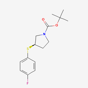 (R)-tert-Butyl 3-((4-fluorophenyl)thio)pyrrolidine-1-carboxylate chemical structure (CAS 1289585-20-1)