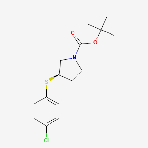 (R)-tert-Butyl 3-((4-chlorophenyl)thio)pyrrolidine-1-carboxylate chemical structure (CAS 1289585-33-6)