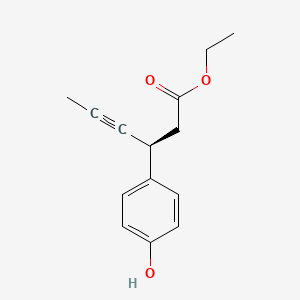 (S)-Ethyl 3-(4-hydroxyphenyl)hex-4-ynoate chemical structure (CAS 1292290-97-1)