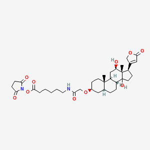 2,5-Dioxopyrrolidin-1-yl 6-(2-(((3S,5R,8R,9S,10S,12R,13S,14S,17R)-12,14-dihydroxy-10,13-dimethyl-17-(5-oxo-2,5-dihydrofuran-3-yl)hexadecahydro-1H-cyclopenta[a]phenanthren-3-yl)oxy)acetamido)hexanoate chemical structure (CAS 129273-26-3)