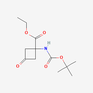 Ethyl 1-((tert-butoxycarbonyl)amino)-3-oxocyclobutanecarboxylate chemical structure (CAS 129287-91-8)