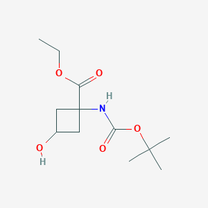 Ethyl trans-1-((tert-butoxycarbonyl)amino)-3-hydroxycyclobutane-1-carboxylate chemical structure (CAS 129288-14-8)