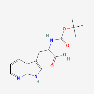 2-((tert-Butoxycarbonyl)amino)-3-(1H-pyrrolo[2,3-b]pyridin-3-yl)propanoic acid chemical structure (CAS 129423-33-2)