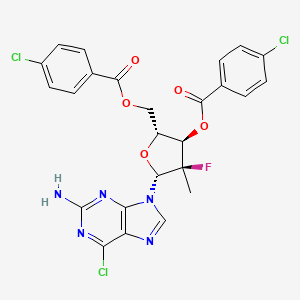 (2R,3R,4R,5R)-5-(2-Amino-6-chloro-9H-purin-9-yl)-2-(((4-chlorobenzoyl)oxy)methyl)-4-fluoro-4-methyltetrahydrofuran-3-yl 4-chlorobenzoate chemical structure (CAS 1294481-82-5)