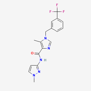 5-Methyl-N-(1-methyl-1H-pyrazol-3-yl)-1-(3-(trifluoromethyl)benzyl)-1H-imidazole-4-carboxamide chemical structure (CAS 1295541-87-5)