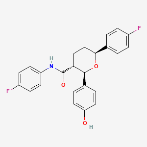 (2R,3R,6S)-N,6-Bis(4-fluorophenyl)-2-(4-hydroxyphenyl)tetrahydro-2H-pyran-3-carboxamide chemical structure (CAS 1296129-15-1)