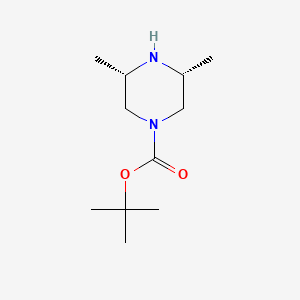 (3R,5S)-rel-tert-Butyl 3,5-dimethylpiperazine-1-carboxylate chemical structure (CAS 129779-30-2)