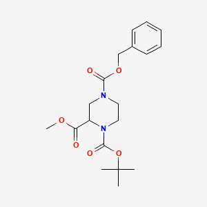 4-Benzyl 1-tert-butyl 2-methyl piperazine-1,2,4-tricarboxylate chemical structure (CAS 129799-14-0)