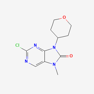 2-Chloro-7-methyl-9-(tetrahydro-2H-pyran-4-yl)-7H-purin-8(9H)-one chemical structure (CAS 1299420-90-8)