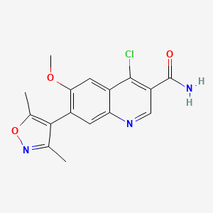 4-Chloro-7-(3,5-dimethylisoxazol-4-yl)-6-methoxyquinoline-3-carboxamide chemical structure (CAS 1300031-57-5)