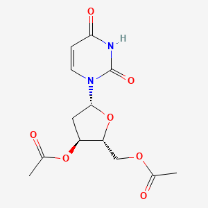 ((2R,3S,5R)-3-Acetoxy-5-(2,4-dioxo-3,4-dihydropyrimidin-1(2H)-yl)tetrahydrofuran-2-yl)methyl acetate chemical structure (CAS 13030-62-1)