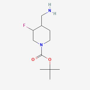 tert-Butyl 4-(Aminomethyl)-3-fluoropiperidine-1-carboxylate chemical structure (CAS 1303972-96-4)