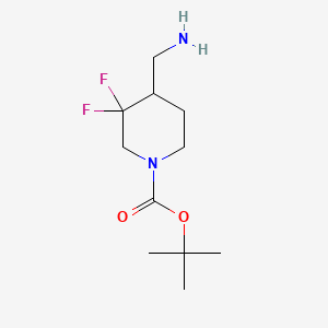 tert-Butyl 4-(aminomethyl)-3,3-difluoropiperidine-1-carboxylate chemical structure (CAS 1303973-22-9)