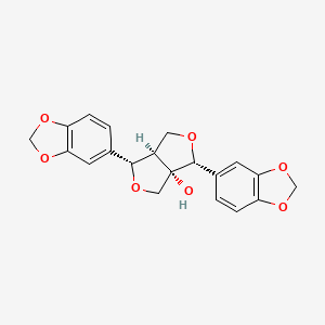 (1S,3aS,4R,6aR)-1,4-Bis(benzo[d][1,3]dioxol-5-yl)hexahydrofuro[3,4-c]furan-3a-ol chemical structure (CAS 13040-46-5)