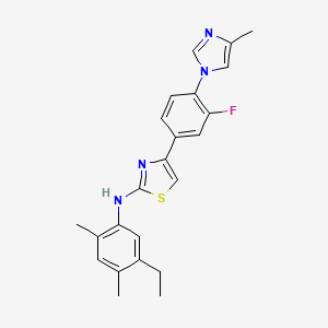 N-(5-Ethyl-2,4-dimethylphenyl)-4-(3-fluoro-4-(4-methyl-1H-imidazol-1-yl)phenyl)thiazol-2-amine chemical structure (CAS 1304630-27-0)