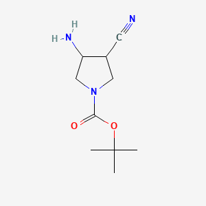 tert-Butyl 3-amino-4-cyanopyrrolidine-1-carboxylate chemical structure (CAS 1305712-89-3)