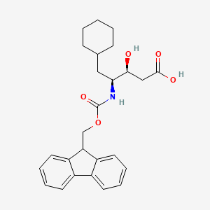 (3S,4S)-4-((((9H-Fluoren-9-yl)methoxy)carbonyl)amino)-5-cyclohexyl-3-hydroxypentanoic acid chemical structure (CAS 130597-31-8)