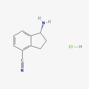 (R)-1-Amino-2,3-dihydro-1H-indene-4-carbonitrile hydrochloride chemical structure (CAS 1306763-29-0)