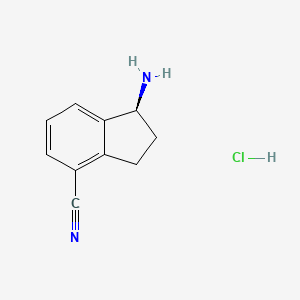 (S)-1-Amino-2,3-dihydro-1H-indene-4-carbonitrile hydrochloride chemical structure (CAS 1306763-57-4)