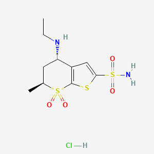 (4S,6S)-4-(Ethylamino)-6-methyl-5,6-dihydro-4H-thieno[2,3-b]thiopyran-2-sulfonamide 7,7-dioxide hydrochloride chemical structure (CAS 130693-82-2)
