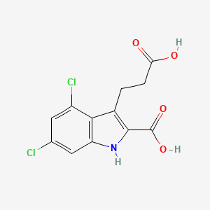 3-(2-Carboxyethyl)-4,6-dichloro-1H-indole-2-carboxylic acid chemical structure (CAS 130798-51-5)