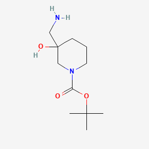 tert-Butyl 3-(aminomethyl)-3-hydroxypiperidine-1-carboxylate chemical structure (CAS 1308384-31-7)