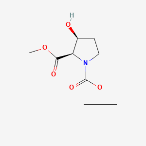 1-(tert-Butyl) 2-methyl (2R,3S)-3-hydroxypyrrolidine-1,2-dicarboxylate chemical structure (CAS 130966-41-5)