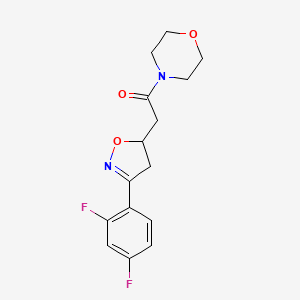 2-(3-(2,4-Difluorophenyl)-4,5-dihydroisoxazol-5-yl)-1-morpholinoethan-1-one chemical structure (CAS 1309793-47-2)