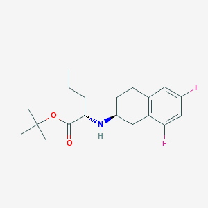 tert-Butyl (S)-2-(((S)-6,8-difluoro-1,2,3,4-tetrahydronaphthalen-2-yl)amino)pentanoate chemical structure (CAS 1309869-67-7)