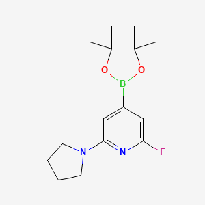 2-Fluoro-6-(pyrrolidin-1-yl)-4-(4,4,5,5-tetramethyl-1,3,2-dioxaborolan-2-yl)pyridine chemical structure (CAS 1309980-28-6)