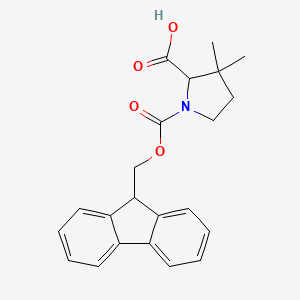 1-(((9H-Fluoren-9-yl)methoxy)carbonyl)-3,3-dimethylpyrrolidine-2-carboxylic acid chemical structure (CAS 1310680-20-6)