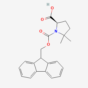 (R)-1-(((9H-Fluoren-9-yl)methoxy)carbonyl)-5,5-dimethylpyrrolidine-2-carboxylic acid chemical structure (CAS 1310680-45-5)