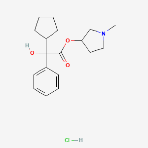 1-Methylpyrrolidin-3-yl 2-cyclopentyl-2-hydroxy-2-phenylacetate hydrochloride chemical structure (CAS 13118-10-0)