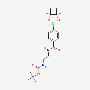 tert-Butyl (2-(4-(4,4,5,5-tetramethyl-1,3,2-dioxaborolan-2-yl)benzamido)ethyl)carbamate chemical structure (CAS 1312069-26-3)