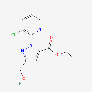 Ethyl 1-(3-chloropyridin-2-yl)-3-(hydroxymethyl)-1H-pyrazole-5-carboxylate chemical structure (CAS 1312305-42-2)