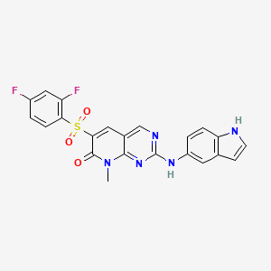 2-((1H-Indol-5-yl)amino)-6-((2,4-difluorophenyl)sulfonyl)-8-methylpyrido[2,3-d]pyrimidin-7(8H)-one chemical structure (CAS 1312471-39-8)