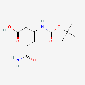 (R)-6-Amino-3-((tert-butoxycarbonyl)amino)-6-oxohexanoic acid chemical structure (CAS 1313054-48-6)