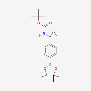 tert-Butyl (1-(4-(4,4,5,5-tetramethyl-1,3,2-dioxaborolan-2-yl)phenyl)cyclopropyl)carbamate chemical structure (CAS 1313441-88-1)